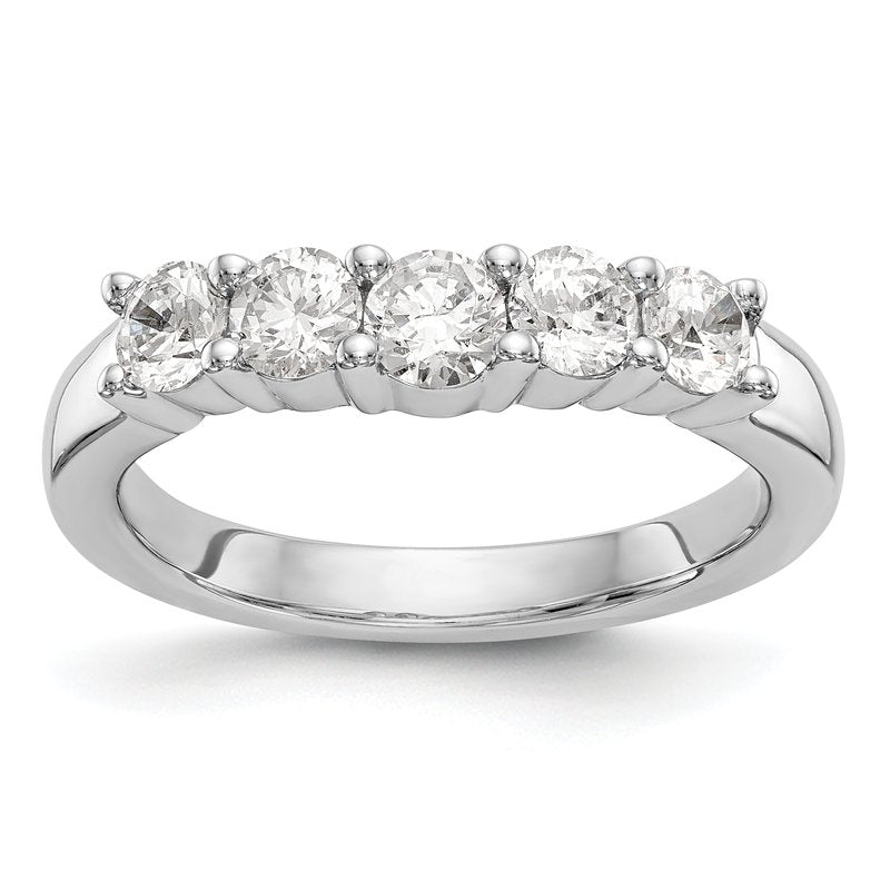 14K White Gold 7/8 carat Lab Grown Diamond VS/SI  D E F  5 Stone Band