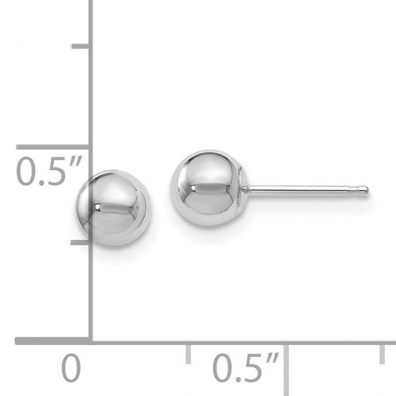 14K White Gold Polished 5mm Ball Post Earrings