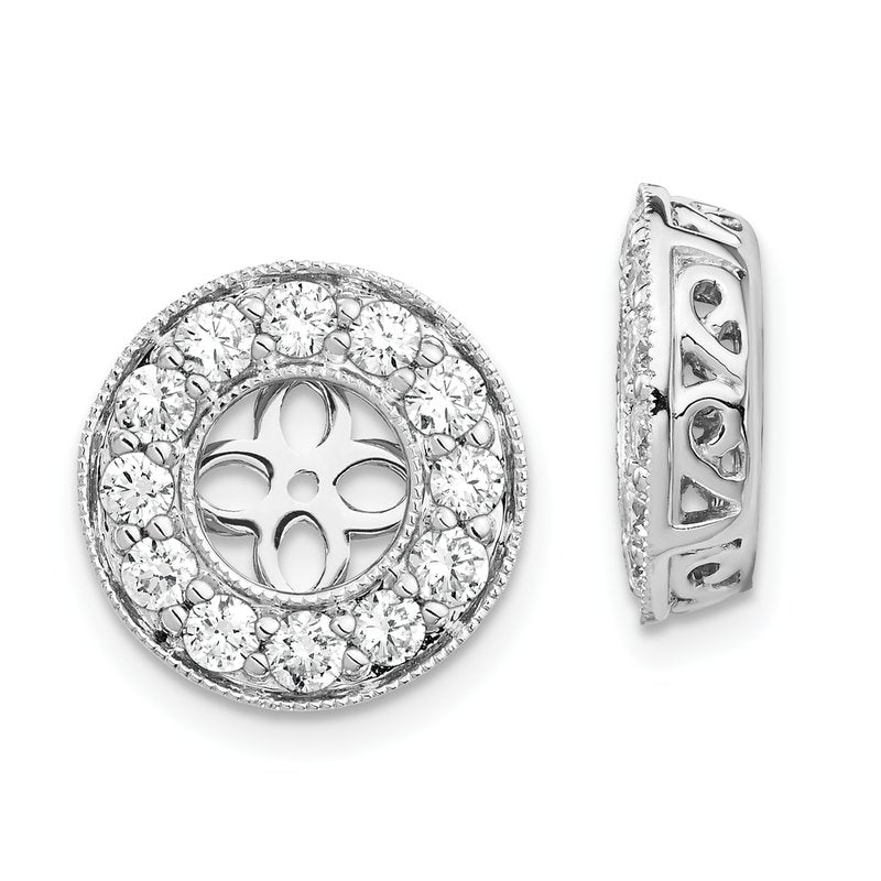 14K White Gold 1/2 carat Lab Grown Diamond VS+ F+ for 5.5-6mm Studs Complete Earring Jackets
