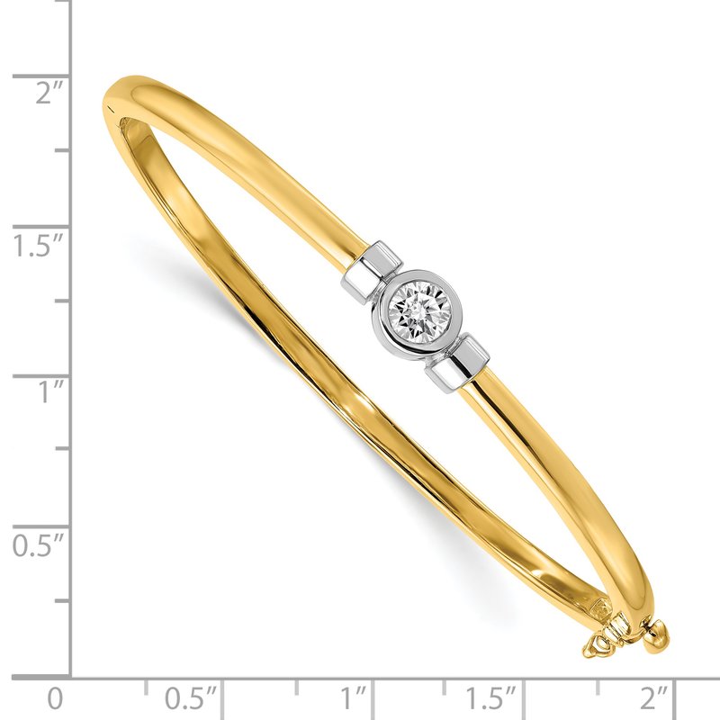 14k Two-tone Complete 1/2 carat AAA Diamond Hinged Oval Bangle Bracelet