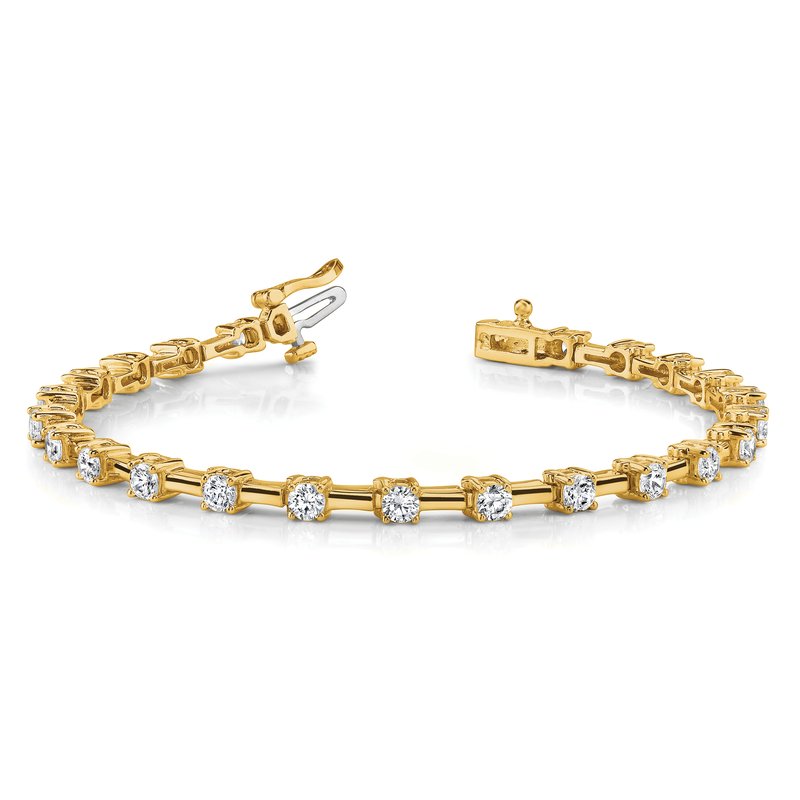14k Complete 2 carat Round AA Diamond Bar Link 7 inch Tennis Bracelet