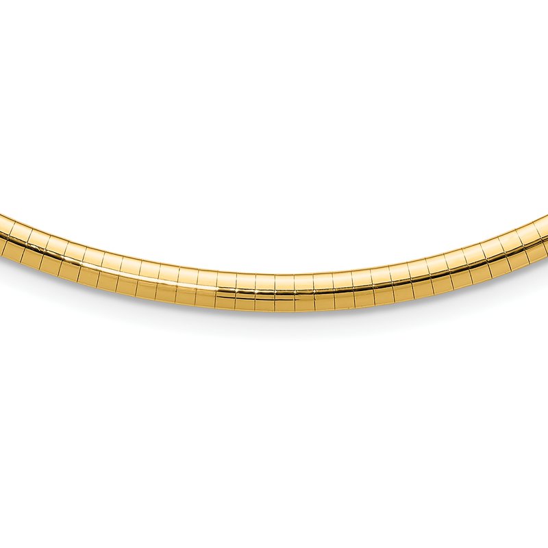 14k Polished 4mm Standard Weight 16 inch Domed Omega Necklace