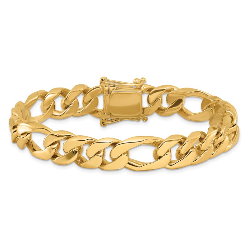 14K 18inch 10mm Hand Polished Figaro Link with Box Catch Clasp Chain
