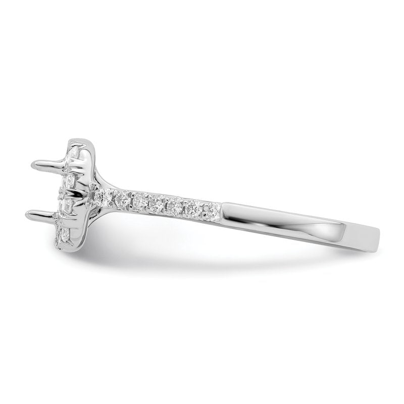 14K White Gold 1/2 carat Lab Grown Diamond VS+ F+ Semi-Mount Asscher Halo Engagement Ring