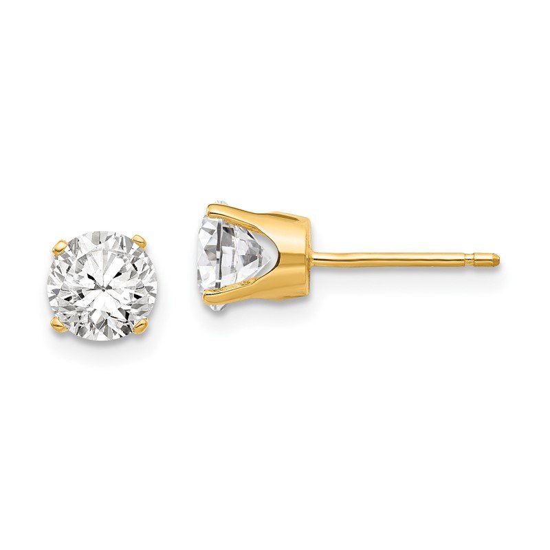 14k 5.5mm Round CZ Stud Earrings