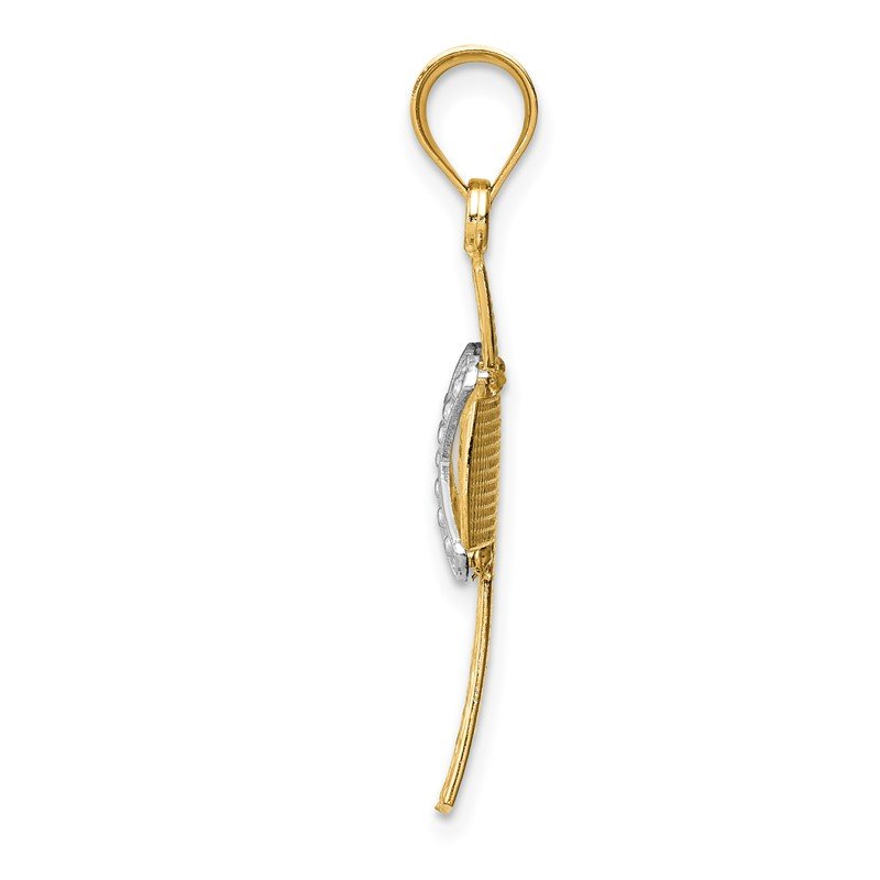 14K Two-tone Diamond-cut -X- Cross Pendant