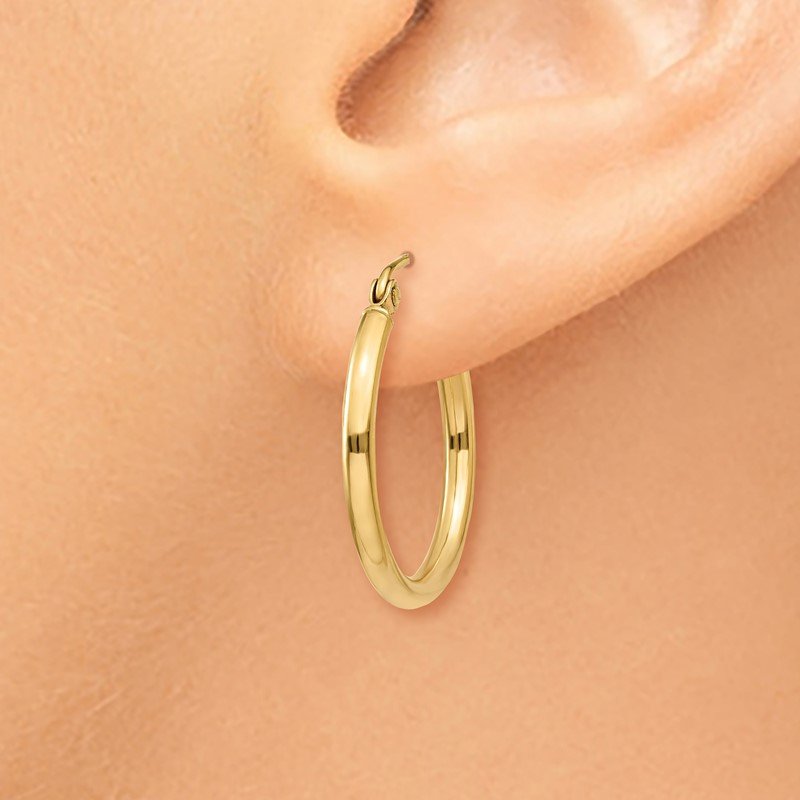 14k 2x20mm Polished Tube Hoop Earrings
