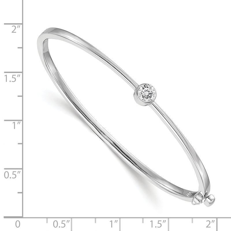 14k White Gold Complete 1/4 carat AAA Diamond Hinged Oval Bangle Bracelet