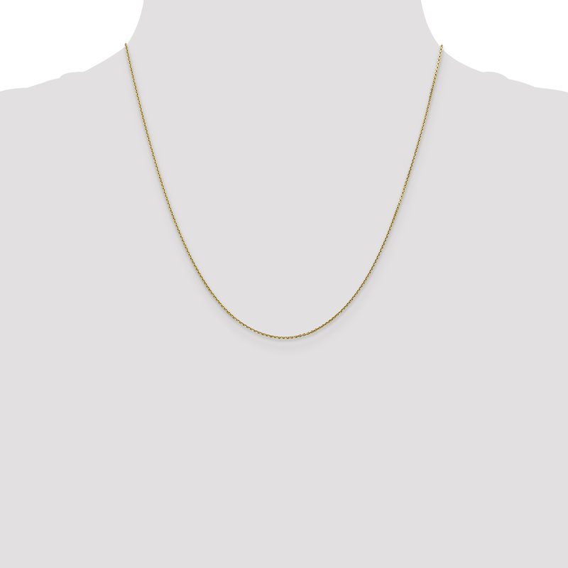 14K 26 inch .9mm Diamond-cut Round Open Link Cable with Lobster Clasp Chain