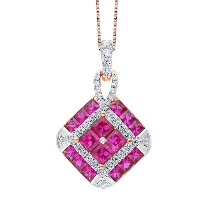 14K 0.22Ct Diamond Ruby Pendant