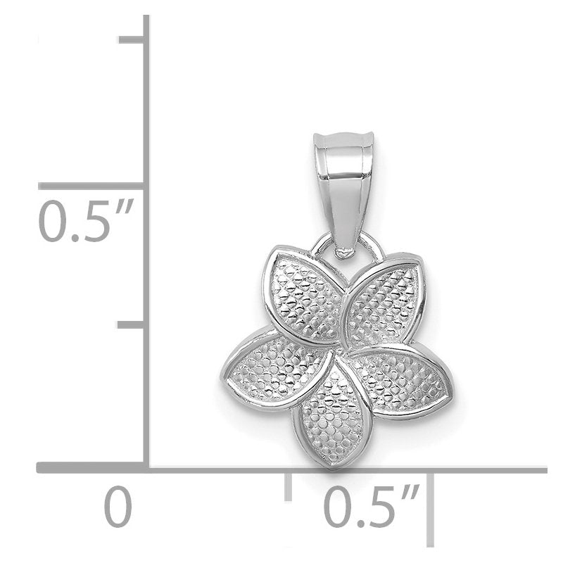 14K White Gold Polished Mini Plumeria Pendant
