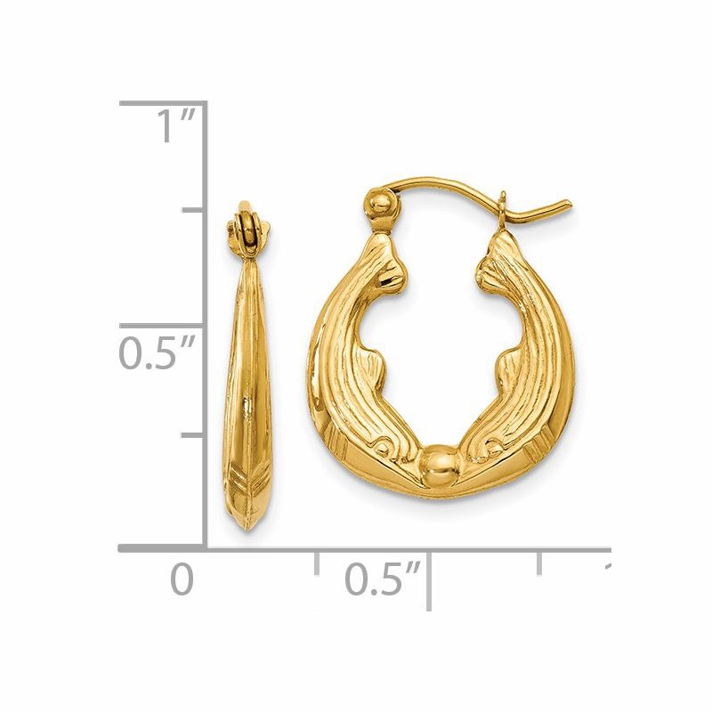 14k Dolphin Hoop Earrings