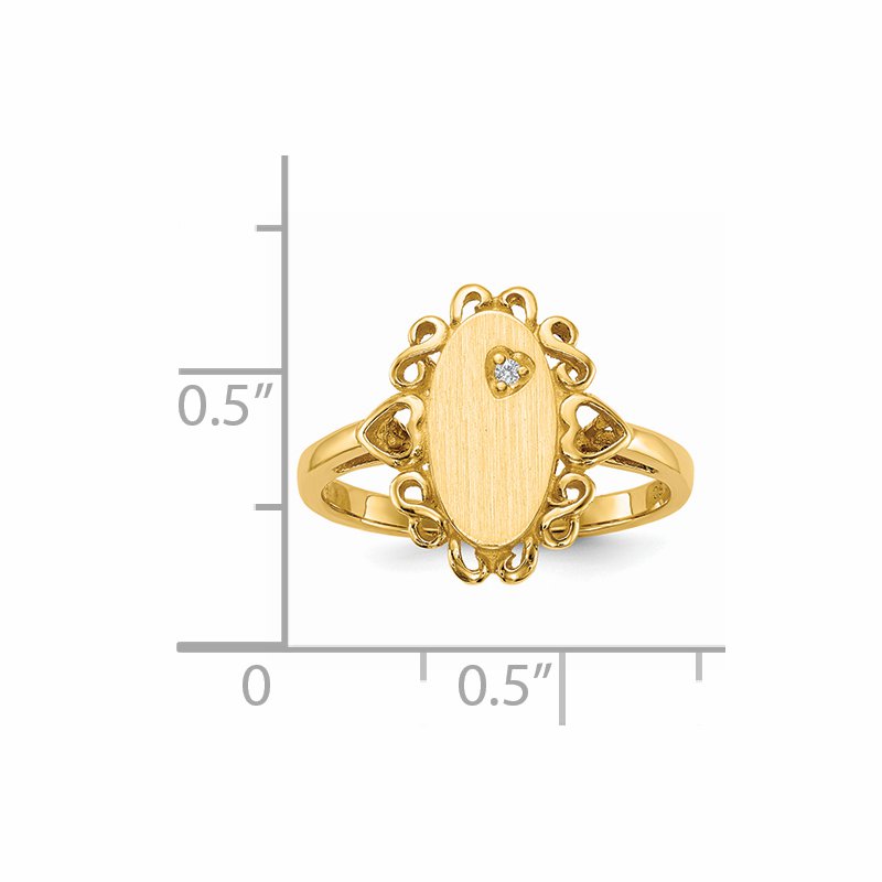 14k 6.0x11.5mm Open Back AA Diamond Signet Ring
