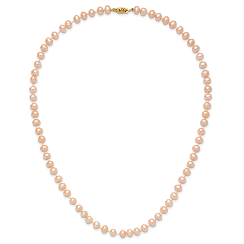 14k 5-6mm Pink Near-Round Freshwater Cultured Pearl 16 inch Necklace