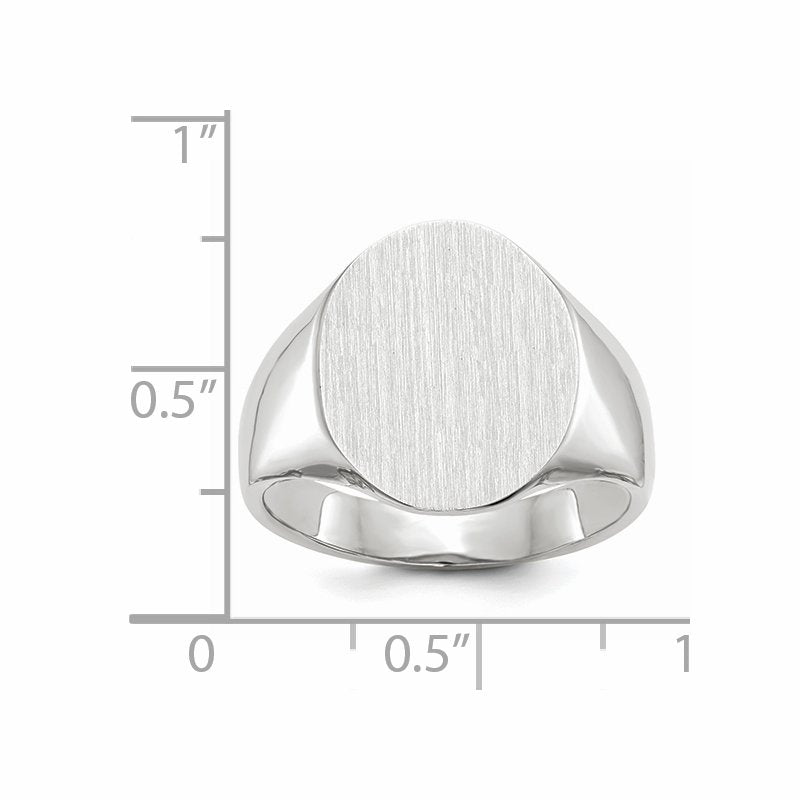 14k White Gold 15.0x18.5mm Closed Back Mens Signet Ring