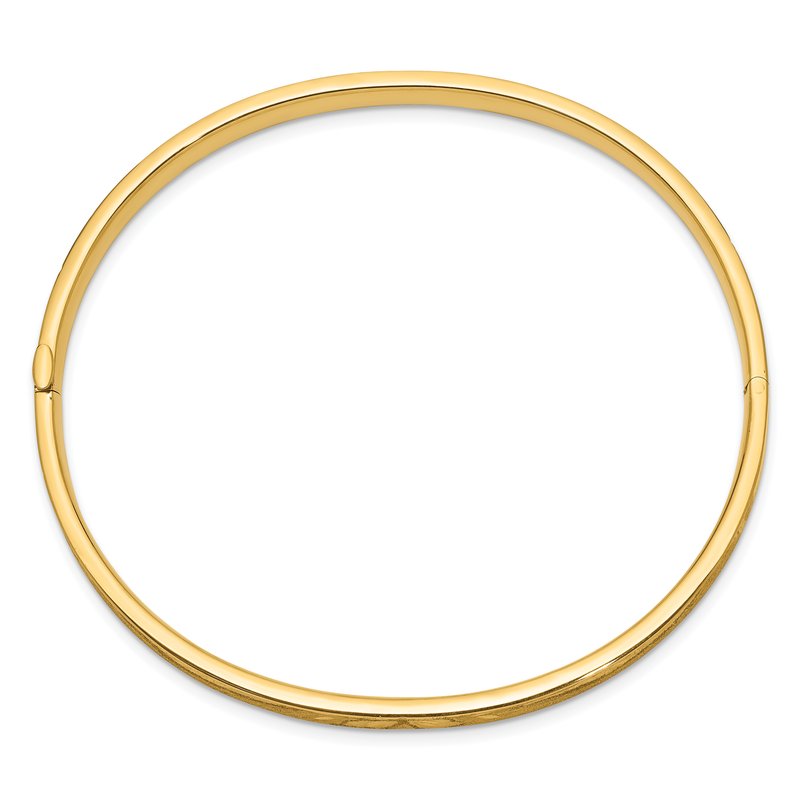 14k 3/16 Oversize Diamond-cut Concave 5.00mm Hinged Oval Bangle Bracelet