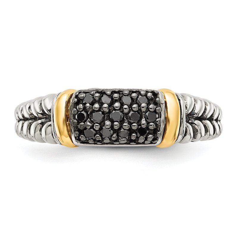 Sterling Silver with 14K Accent Antiqued Black Diamond Ring