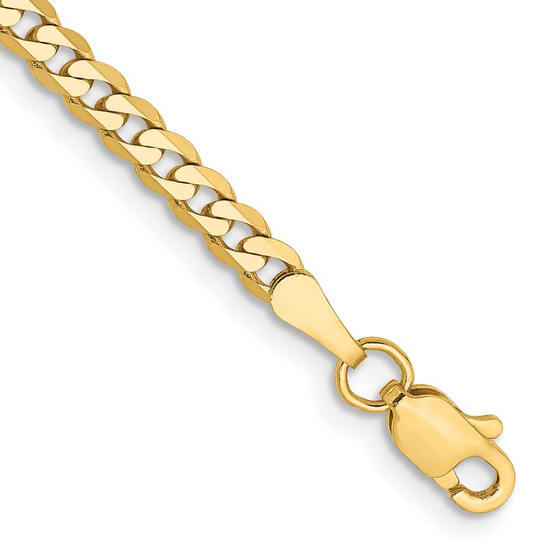 14K 26 inch 2.9mm Flat Beveled Curb with Lobster Clasp Chain