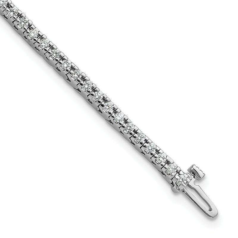 14k White Gold Complete 1.25 carat Round A Diamond 4-prong 7 inch Tennis Bracelet