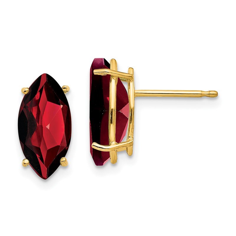 14k 10x5mm Marquise Garnet Post Earrings