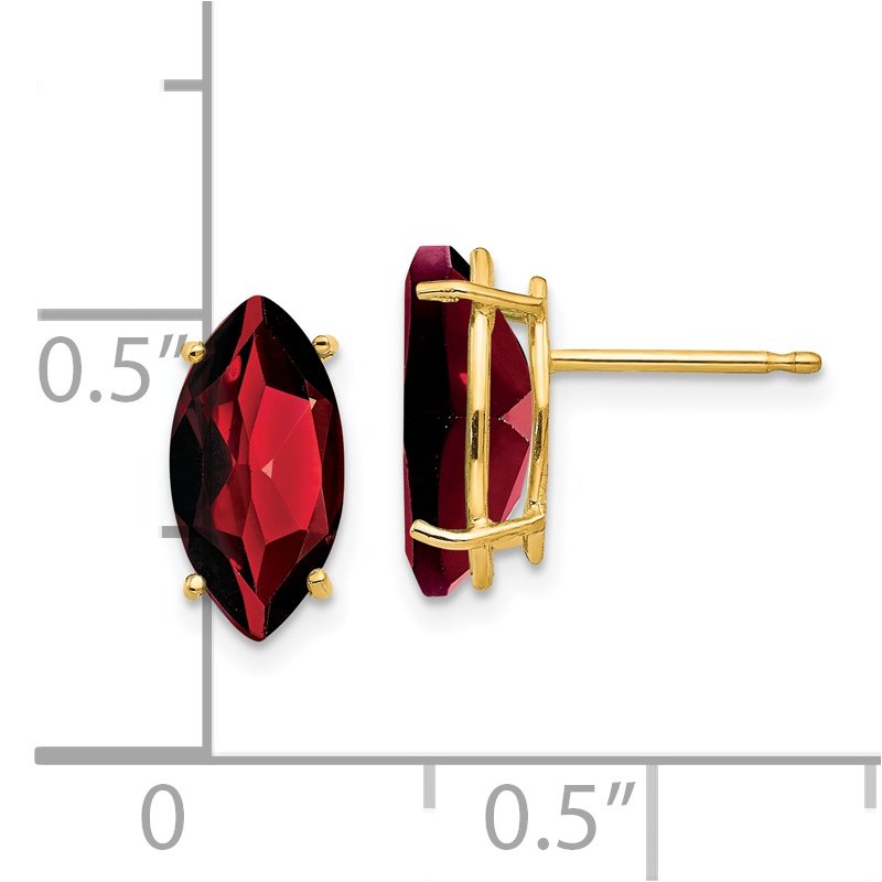 14k 10x5mm Marquise Garnet Post Earrings