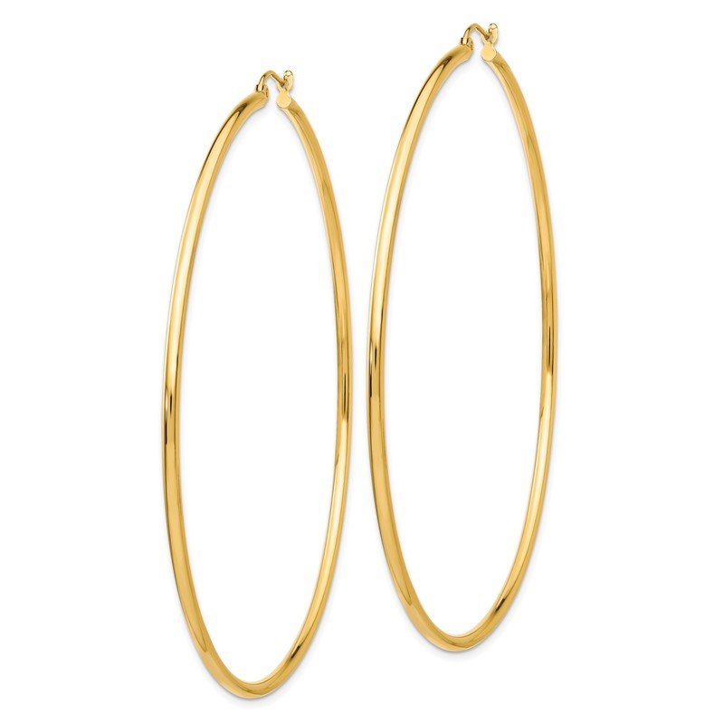 14k 2x75mm Polished Round Tube Hoop Earrings