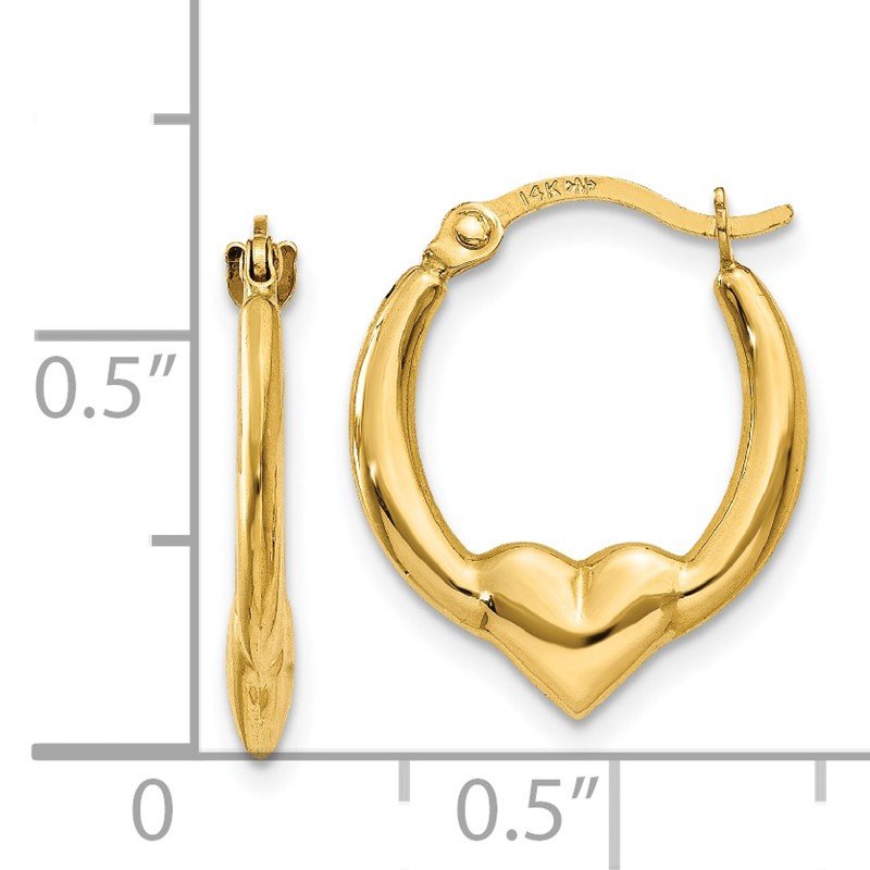 14K Heart Hoop Earrings