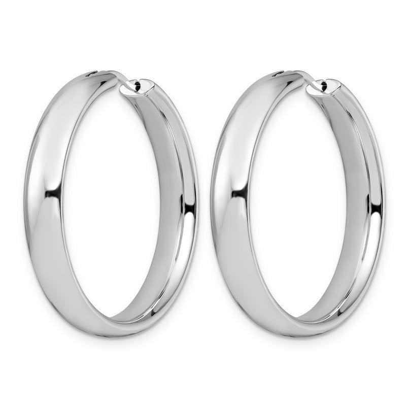 Sterling Silver Rhodium-plated 6mm Half Round Tube Earrings