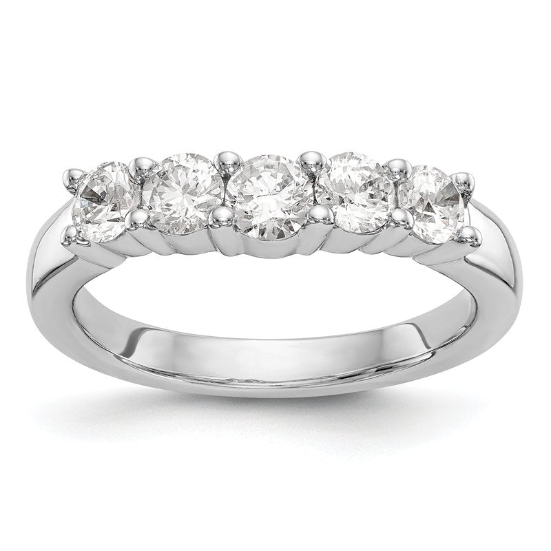 14K White Gold 7/8 carat Lab Grown Diamond VS/SI  D E F  5 Stone Band
