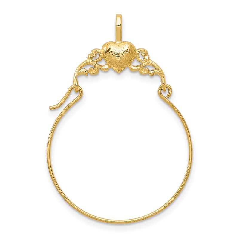 14k Polished Heart Charm Holder Pendant