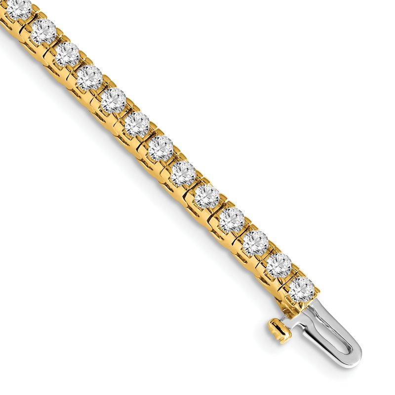 14K Yellow Gold 4 1/10 carat Lab Grown Diamond VS+ F+ Complete Tennis Bracelet