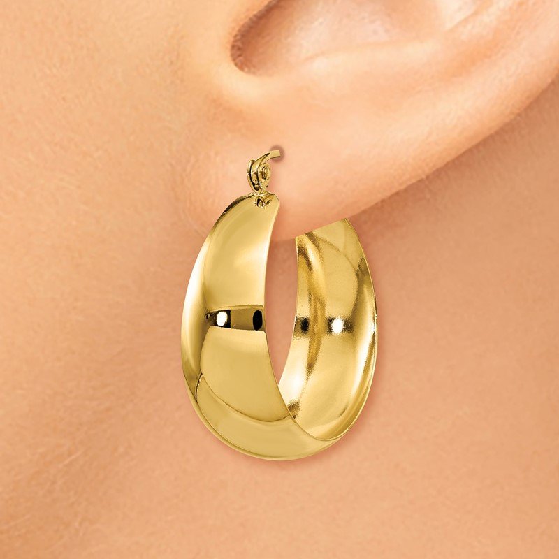 14k Polished 10.5mm Tapered Hoop Earrings