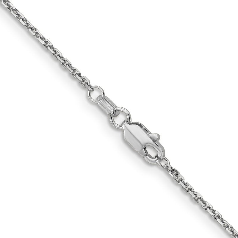 14K White Gold 26 inch 1.4mm Diamond-cut Round Open Link Cable with Lobster Clasp Chain