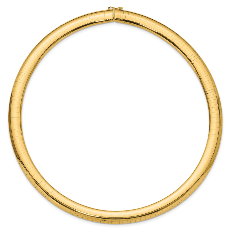 14k Polished 10mm Standard Weight 16 inch Domed Omega Necklace