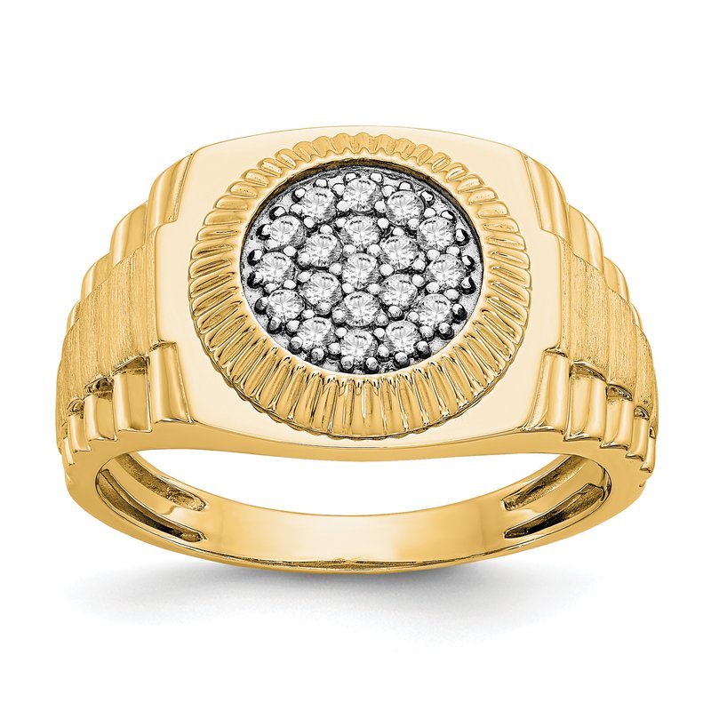 14K White Gold Men's 1/4 carat Lab Grown Diamond VS+ F+ Complete Heirloom Ring