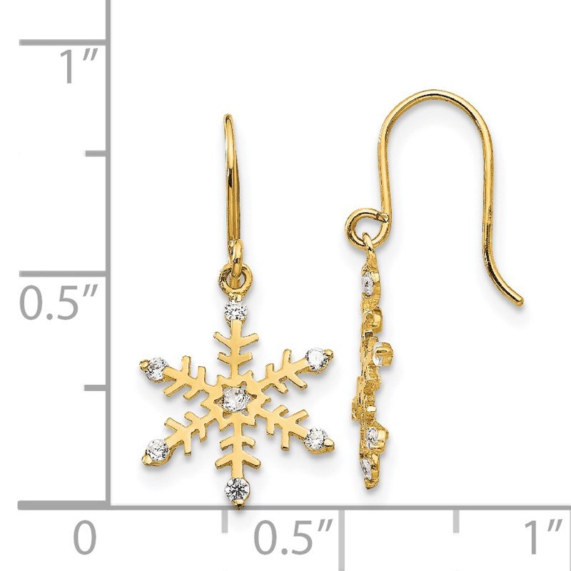 14k Madi K CZ Children's Snowflake Dangle Earrings