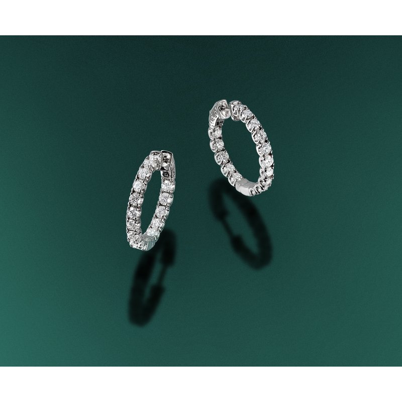 14K White Gold 2 3/4 carat Lab Grown Diamond VS+ F+ Complet In and Out Hoop Earrings