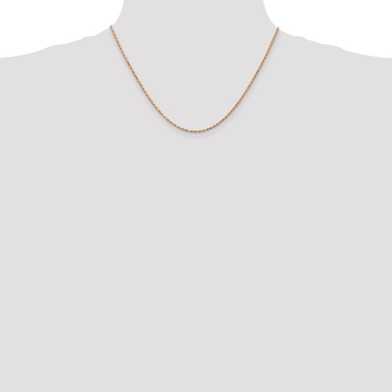 14K Rose Gold 10 inch 1.8mm Diamond-cut Man Made Rope with Lobster Clasp Anklet