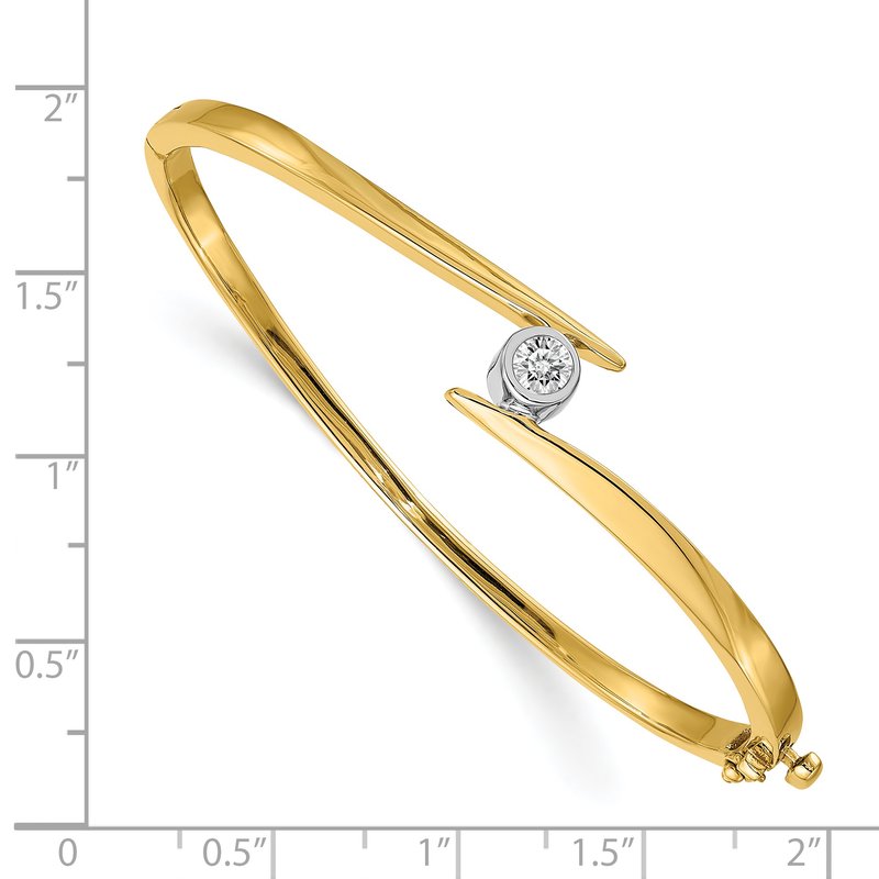 14k Two-tone Complete 1/3 carat VS Diamond Hinged Oval Bangle Bracelet