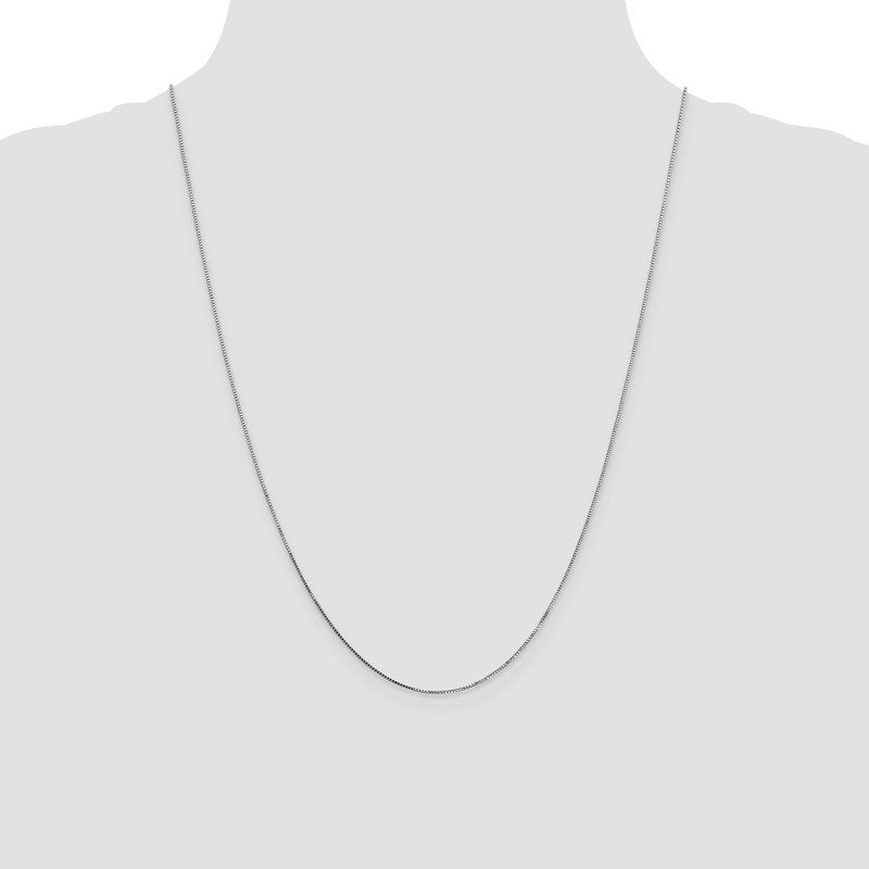 14K White Gold 14 inch .7mm Box with Spring Ring Clasp Chain