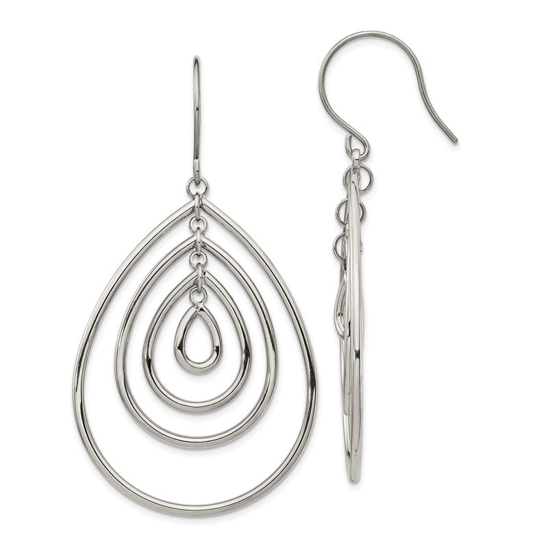 Stainless Steel Polished Dangle Shepherd Hook Earrings