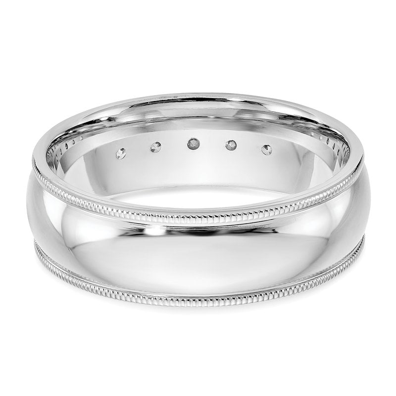 14K White Gold Men's 1/2 carat Lab Grown Diamond VS+ F+ Size 10.5 Complete Miligrain Band
