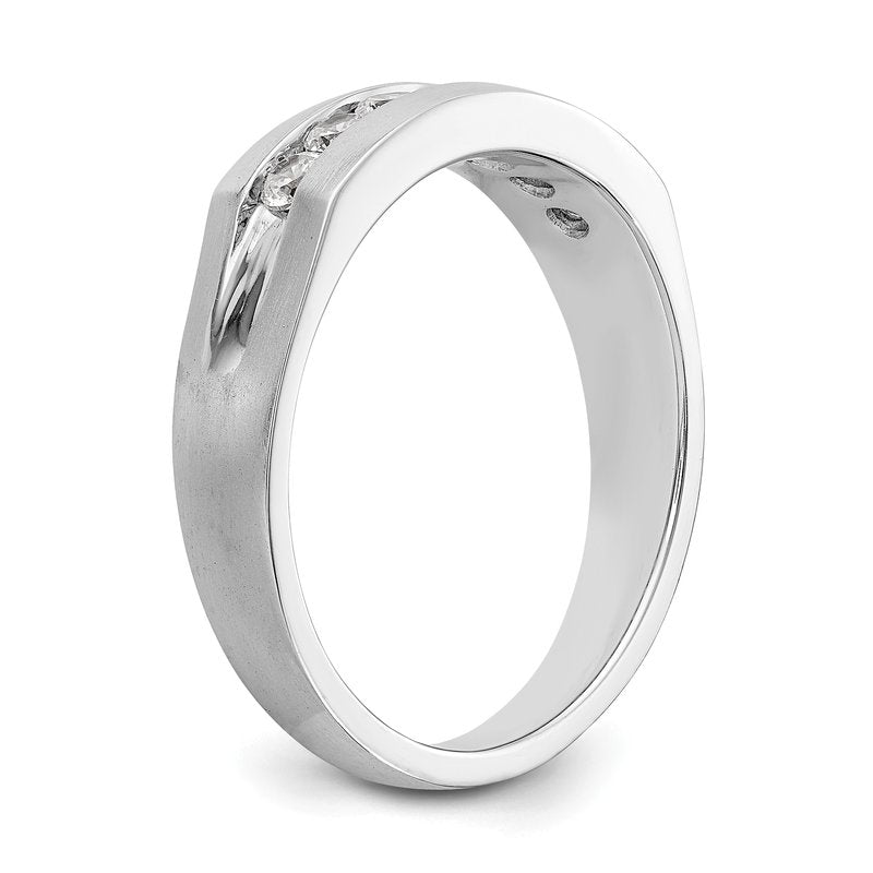 14K White Gold Men's 1/2 carat Lab Grown Diamond VS+ F+ Complete Channel Band
