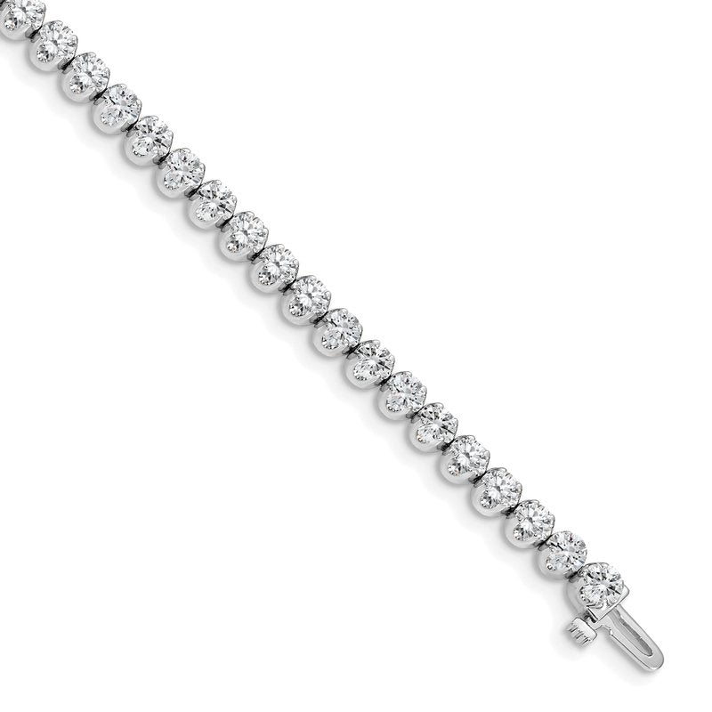 14k White Gold Complete 3.8 carat Round VS Diamond 4-prong 7 inch Tennis Bracelet