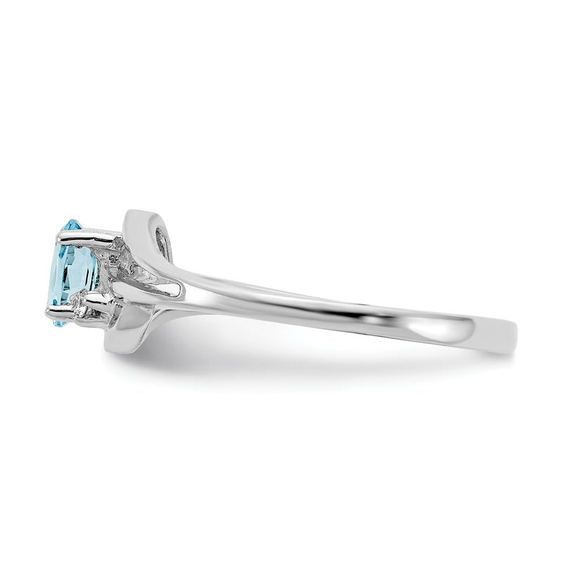 14k White Gold 5x3mm Oval Blue Topaz A Diamond ring