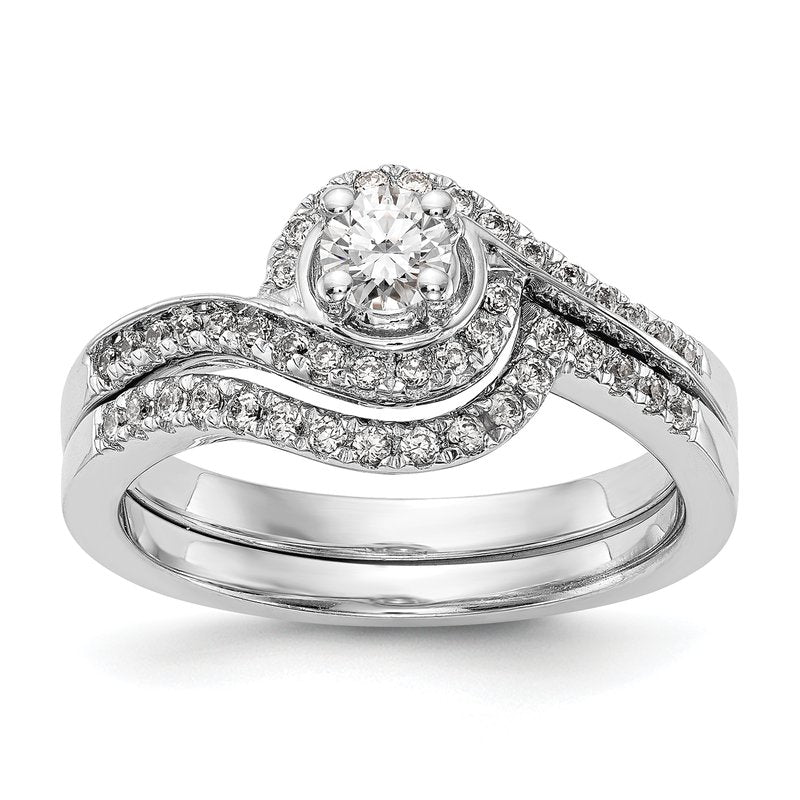 14K White Gold 1/4 carat Lab Grown Diamond VS/SI  D E F  Semi Mount Round By-Pass Engagement Ring