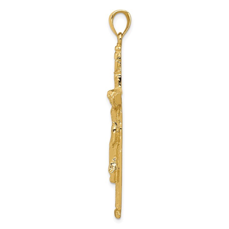 14k Textured Tree INRI Crucifix Pendant