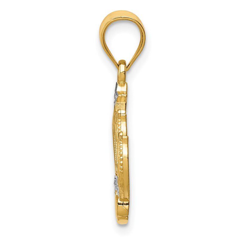 14k and White Rhodium Crown Pendant