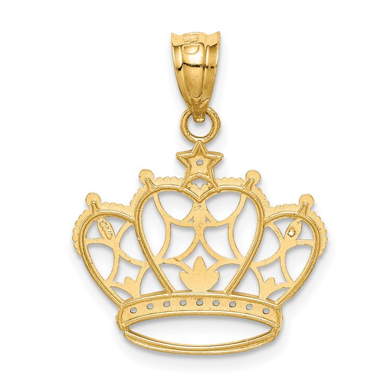 14k and White Rhodium Crown Pendant