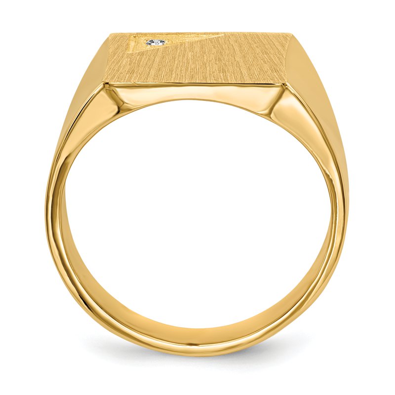 14k 13.0x14.0mm Closed Back AA Diamond Mens Signet Ring